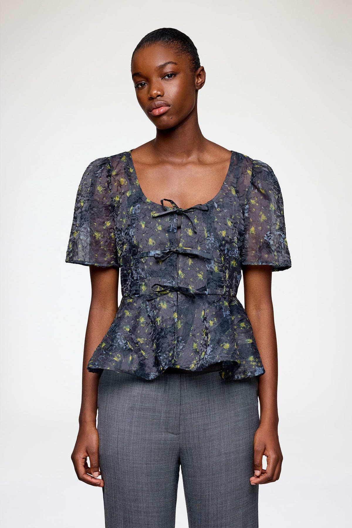 Peplum Blouse in Shibori Organza