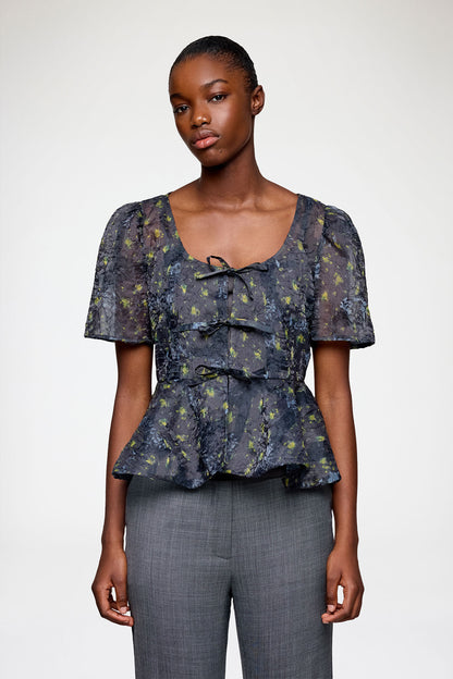 Peplum Blouse in Shibori Organza