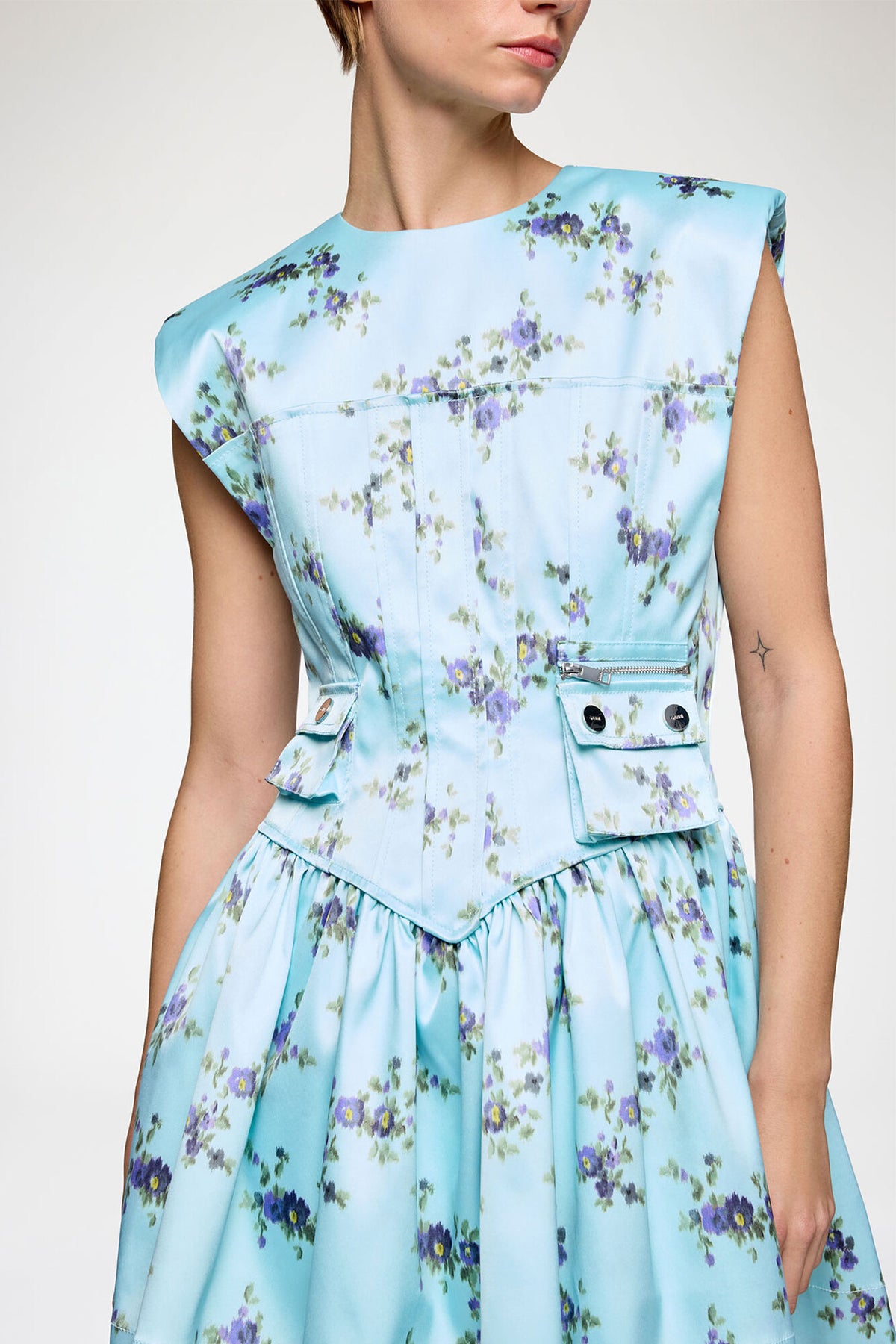 Dress in Printed Satin