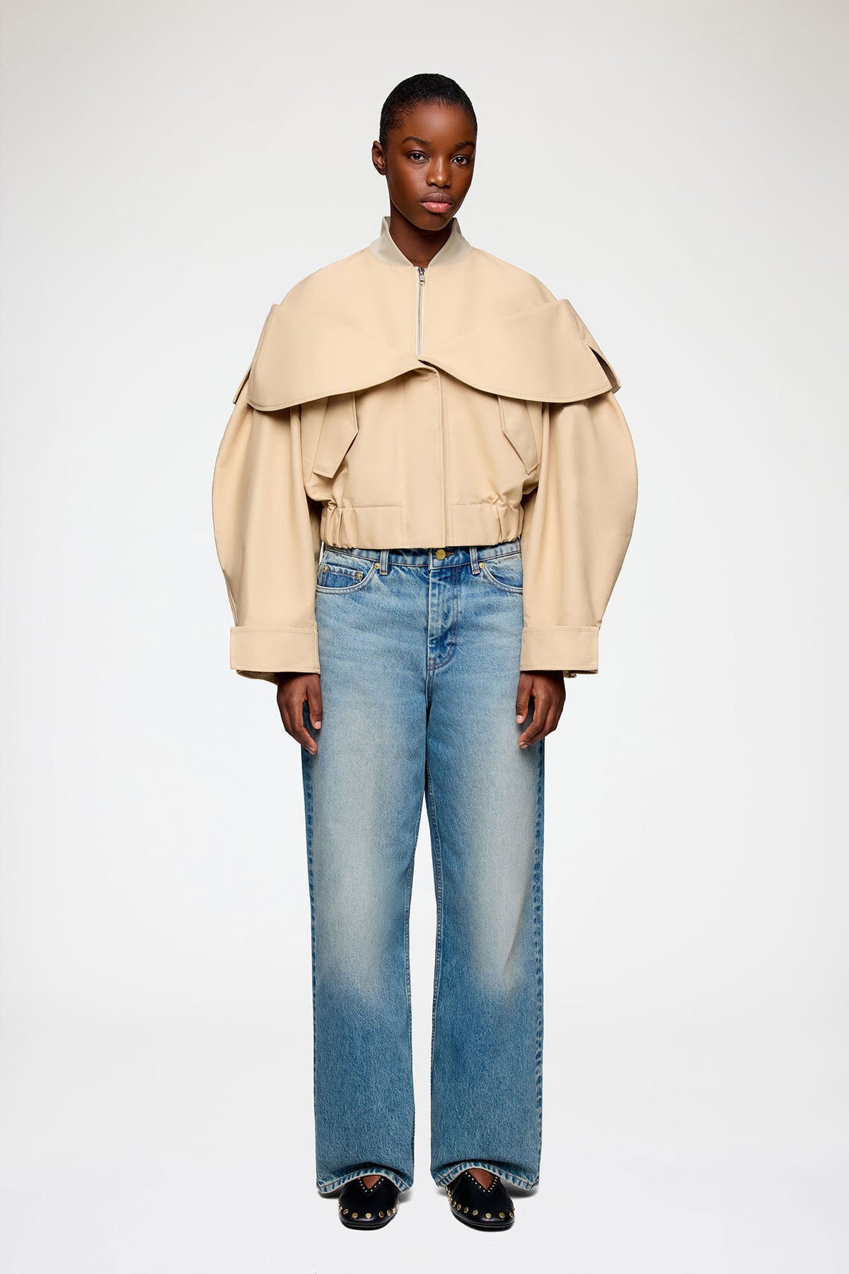 Bomber in Beige Cotton