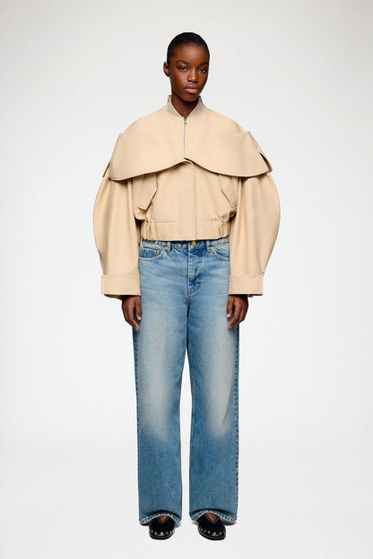 Bomber in Beige Cotton