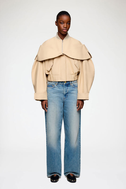 Bomber in Beige Cotton