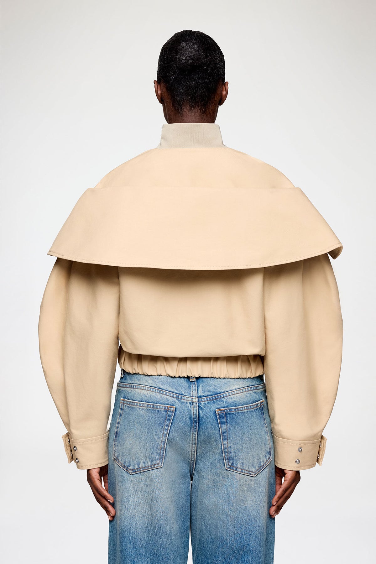 Bomber in Beige Cotton