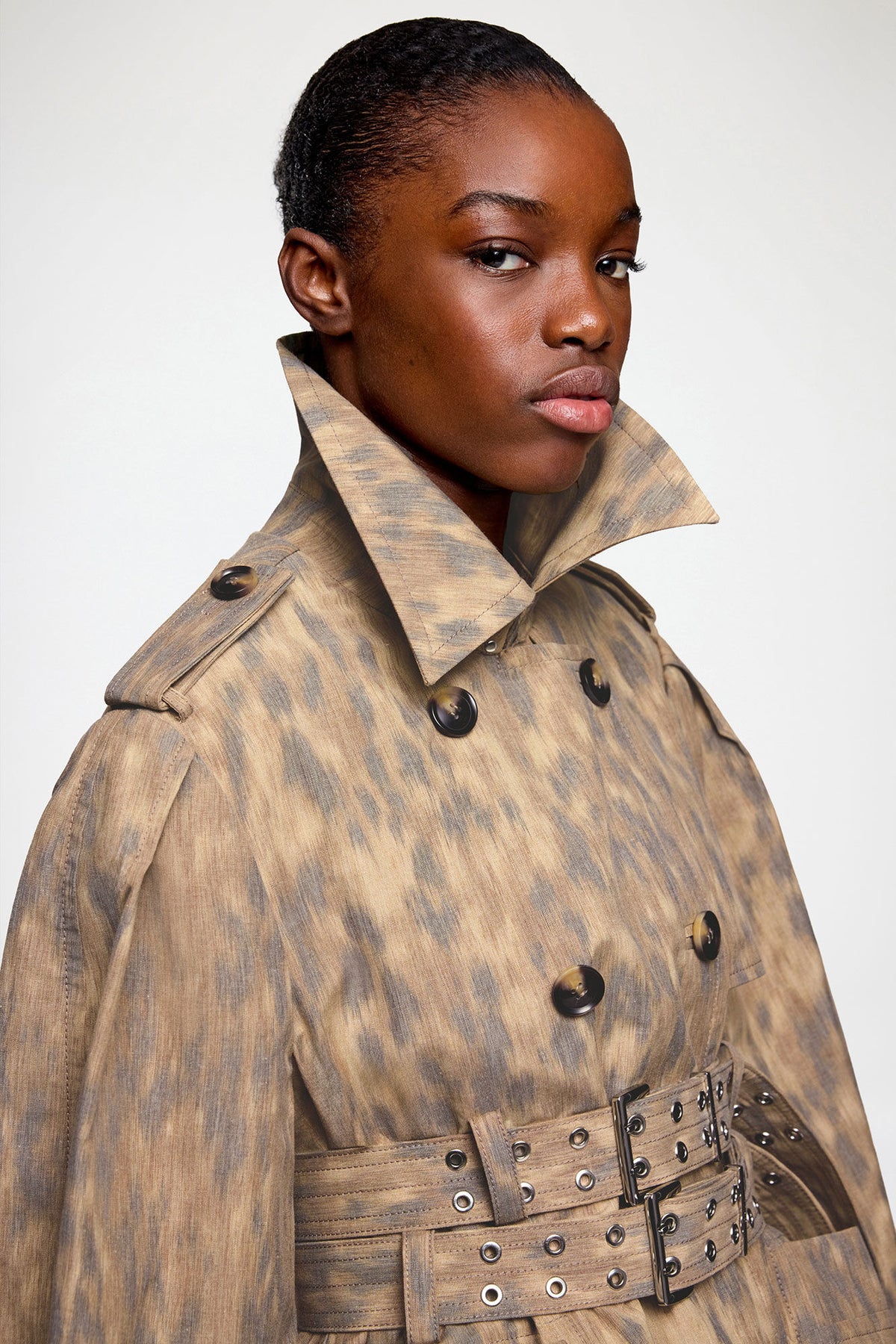 Trench Coat in Printed Cotton