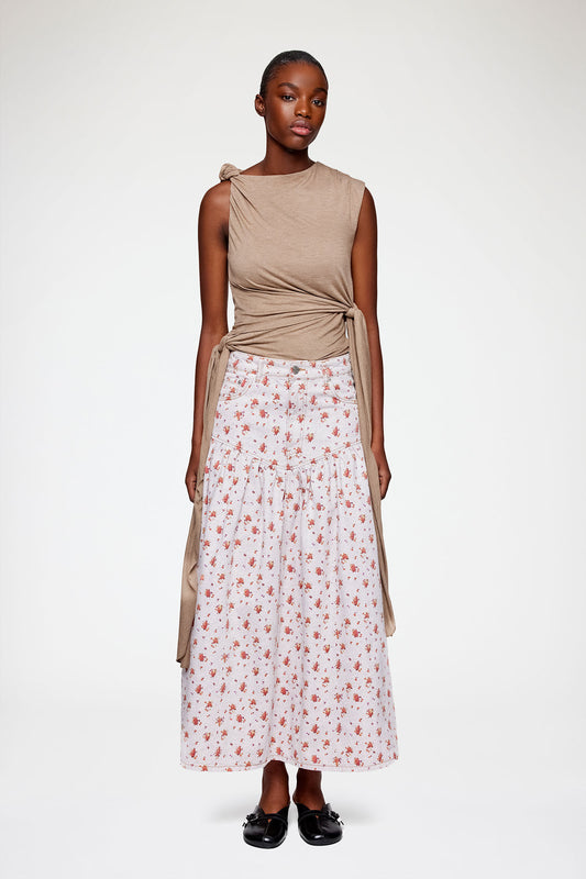 Skirt in Printed Denim