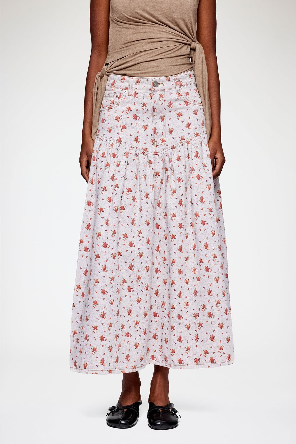 Skirt in Printed Denim