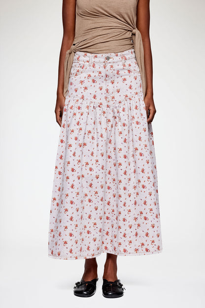Skirt in Printed Denim