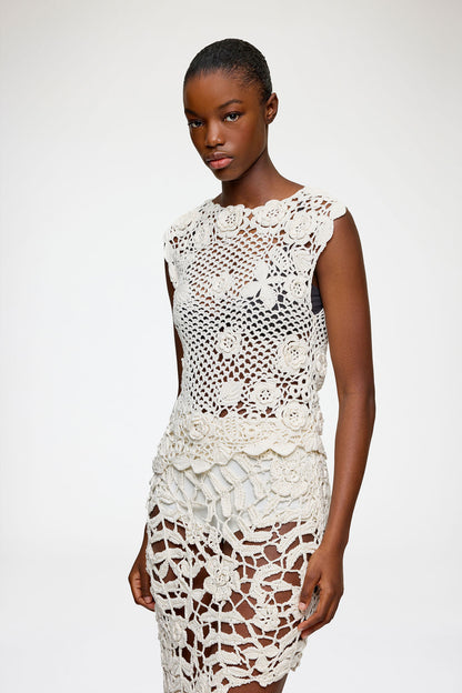 Knit Top in Cotton Crochet