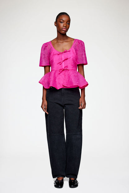 Peplum Blouse in Shibori Organza