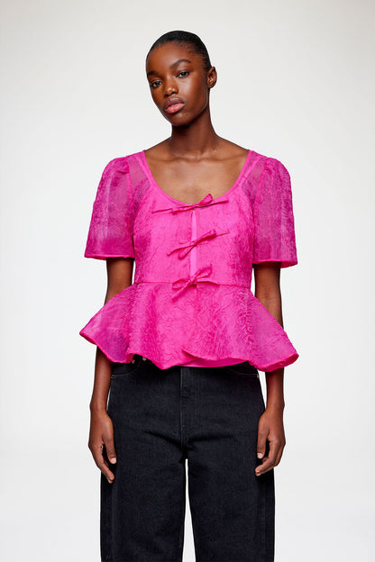 Peplum Blouse in Shibori Organza