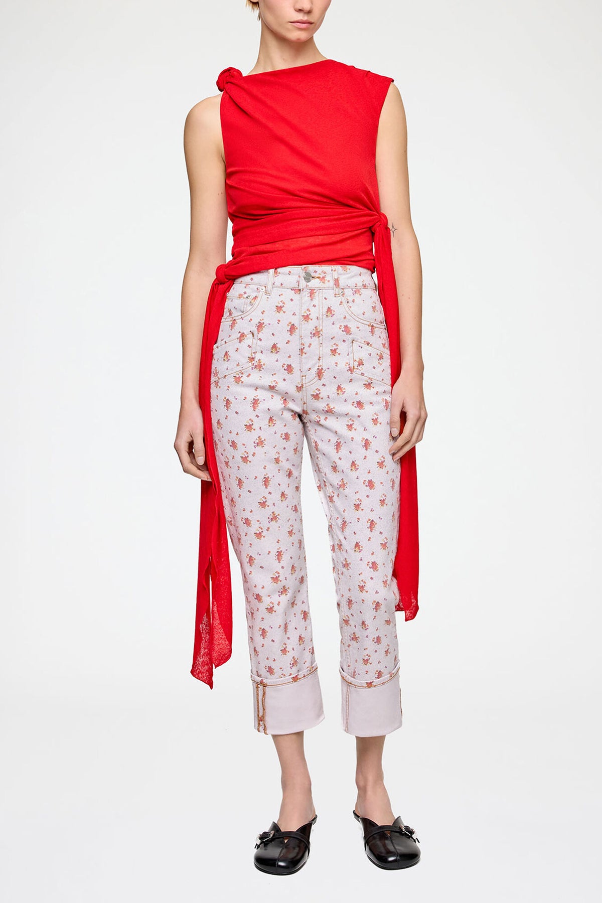 Capri Slim Jeans in Printed Denim