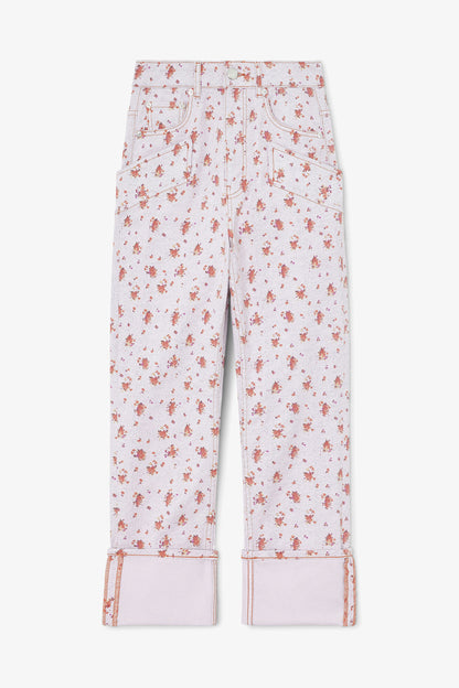 Capri Slim Jeans in Printed Denim