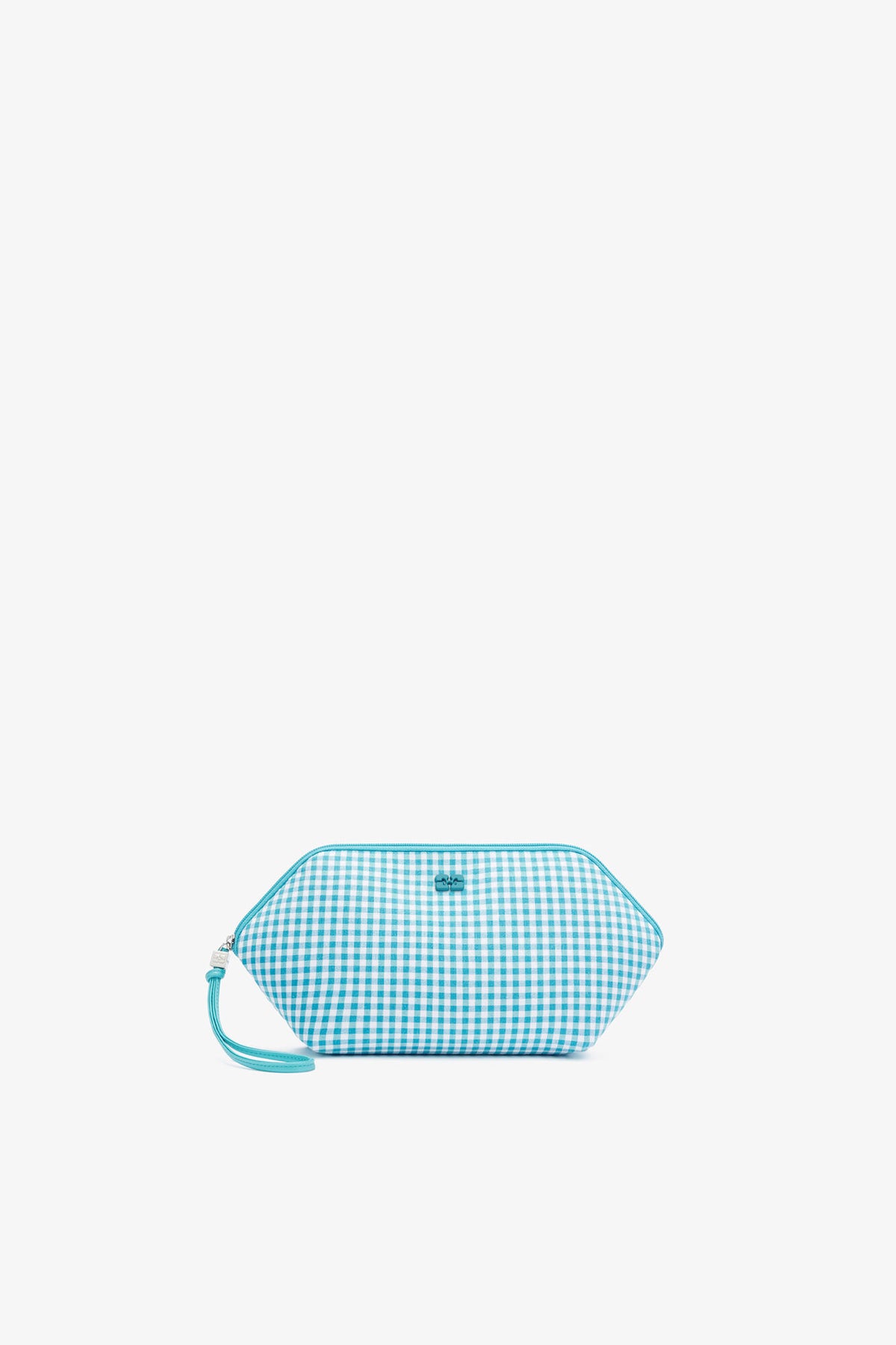 Blue Curacao Bikini Pouch in Blue Check