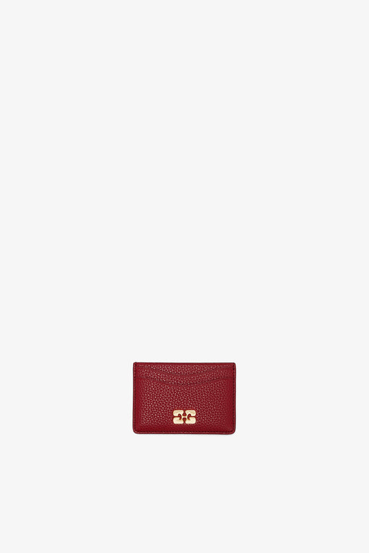 Red Dahlia Bou Card Holder in Grained Red