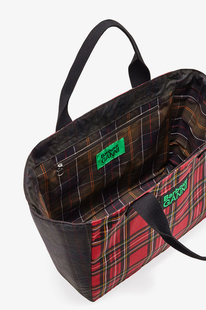 Dark Green Red Tartan Tote