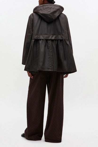 Peplum Wax Jacket in Green