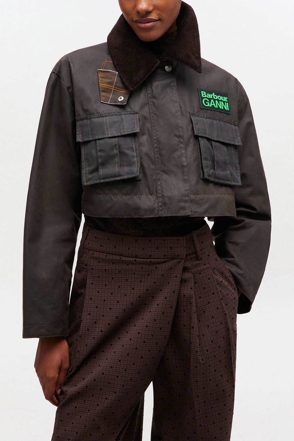 Peplum Wax Jacket in Green