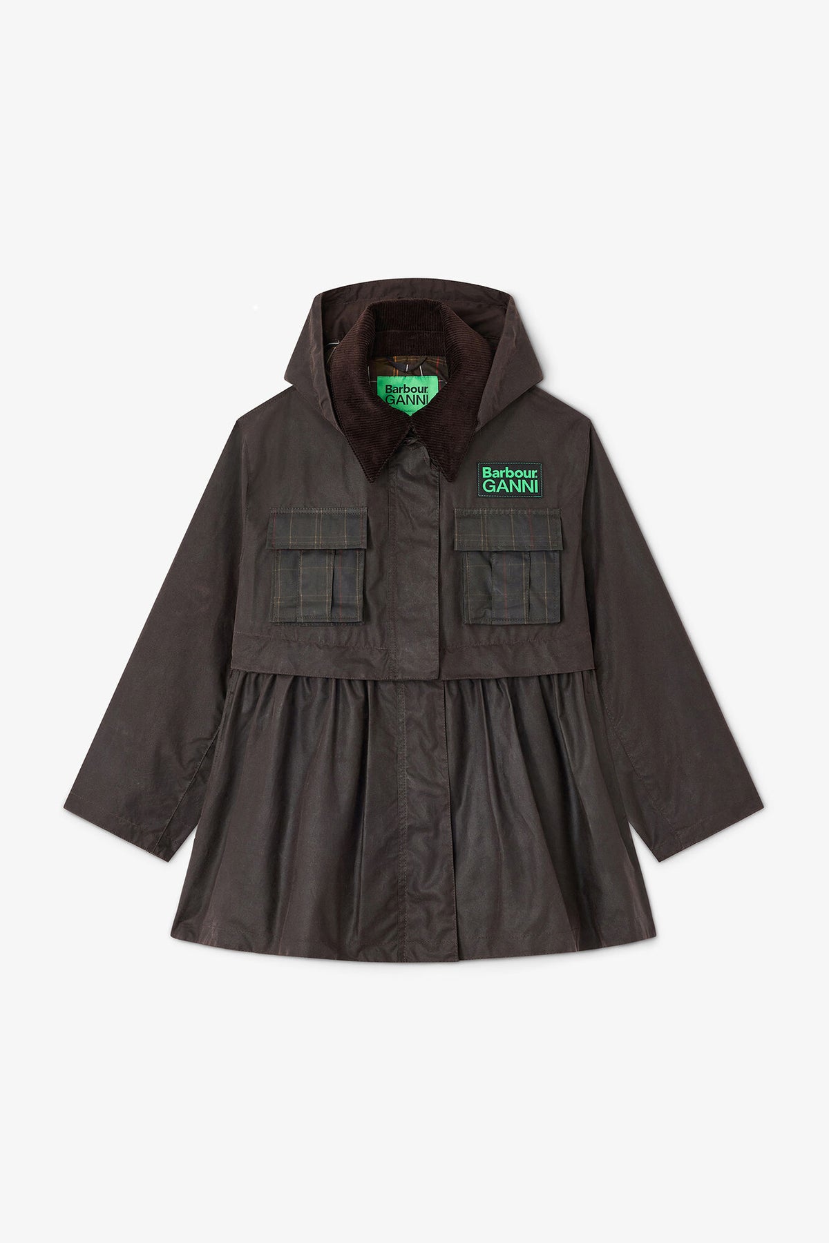 Peplum Wax Jacket in Green