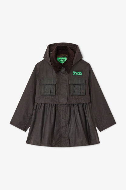 Peplum Wax Jacket in Green