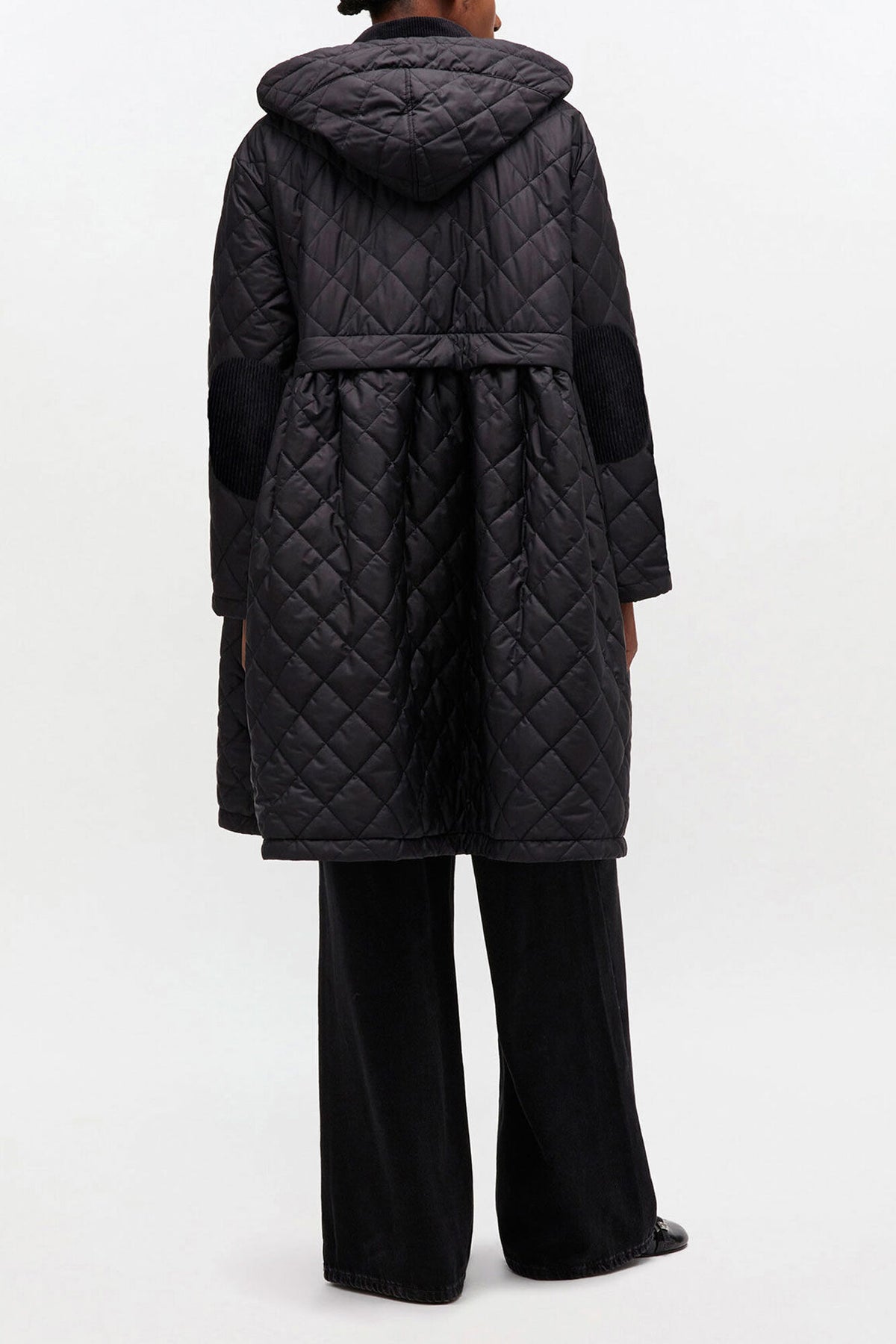 Quilted Long Coat in Black