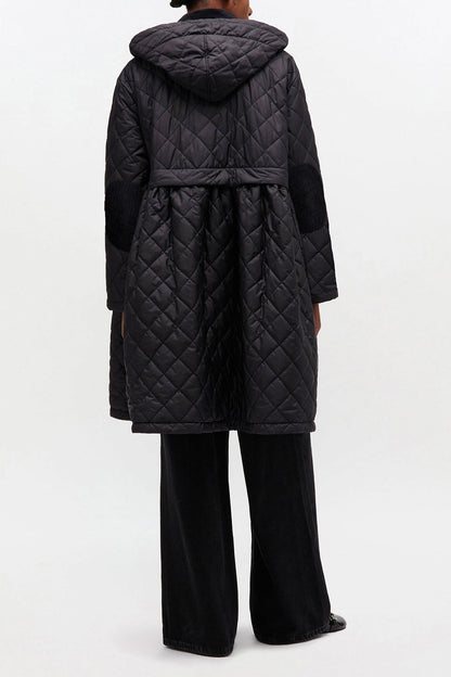 Quilted Long Coat in Black