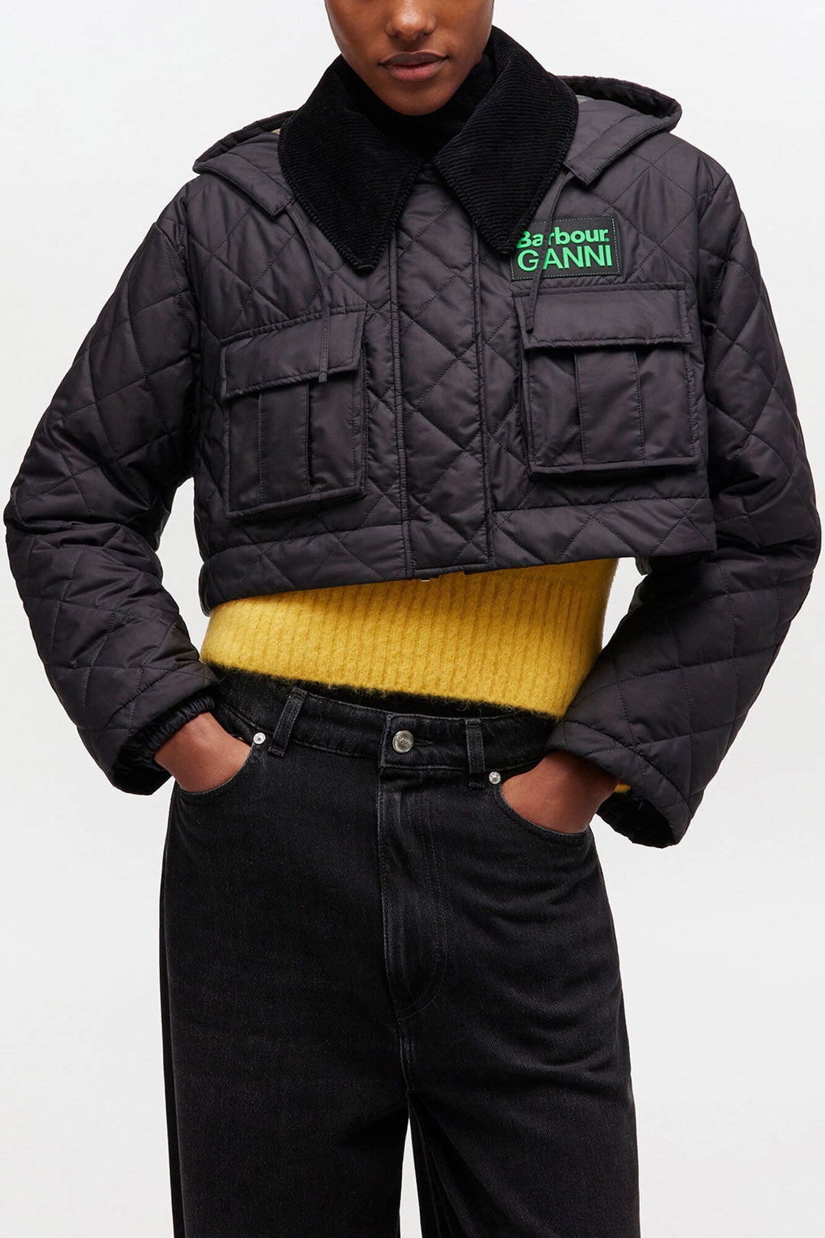Quilted Long Coat in Black