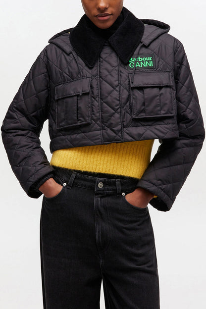 Quilted Long Coat in Black