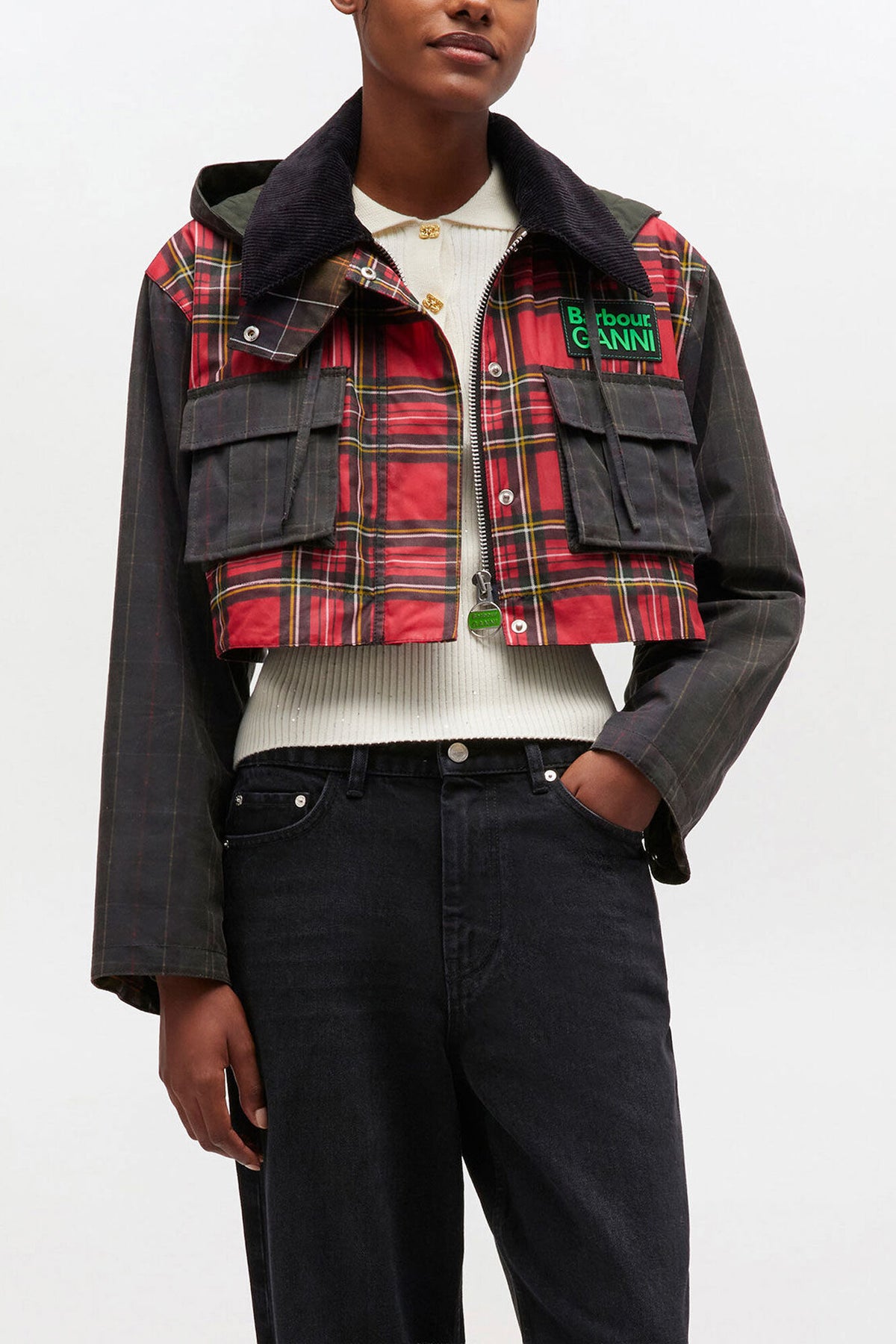 Peplum Wax Jacket in Tartan