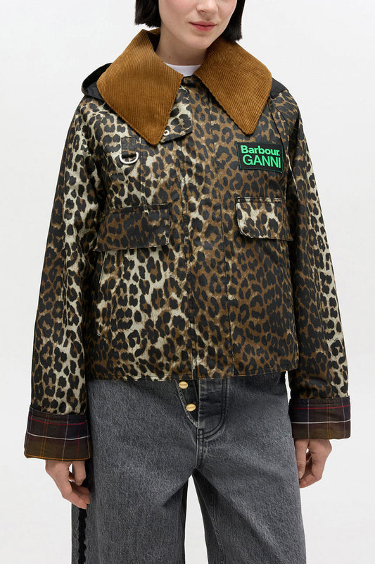 Short Wax Jacket in Leopard