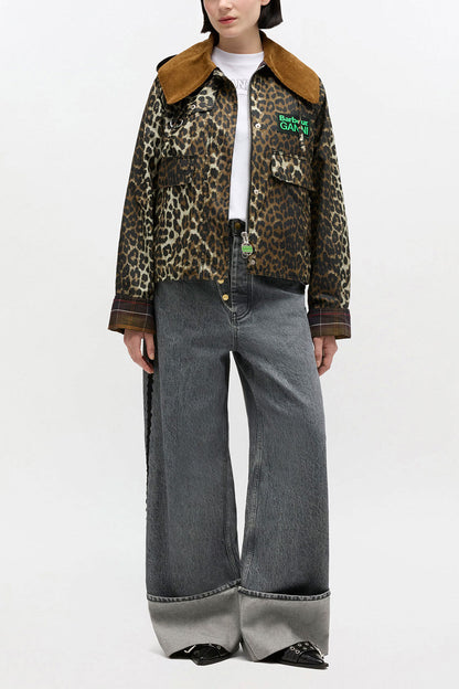 Short Wax Jacket in Leopard