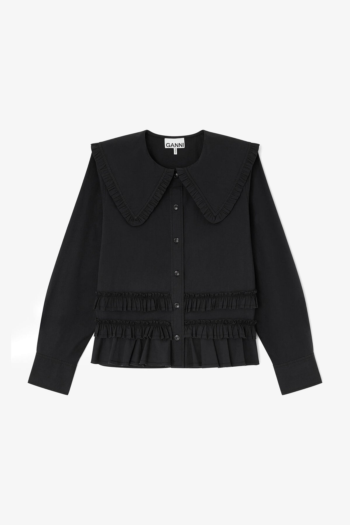 Stretch Cotton Ruffle Shirt