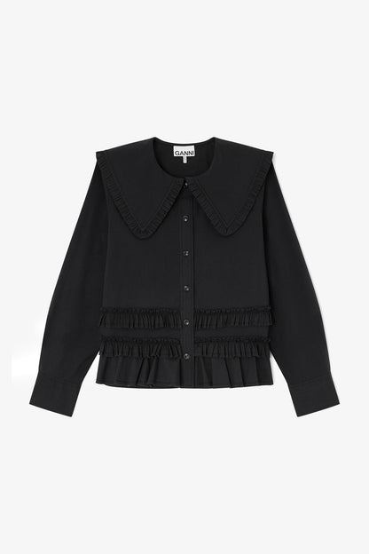 Stretch Cotton Ruffle Shirt
