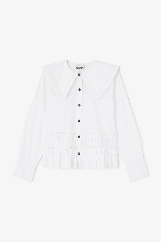 Stretch Cotton Ruffle Shirt