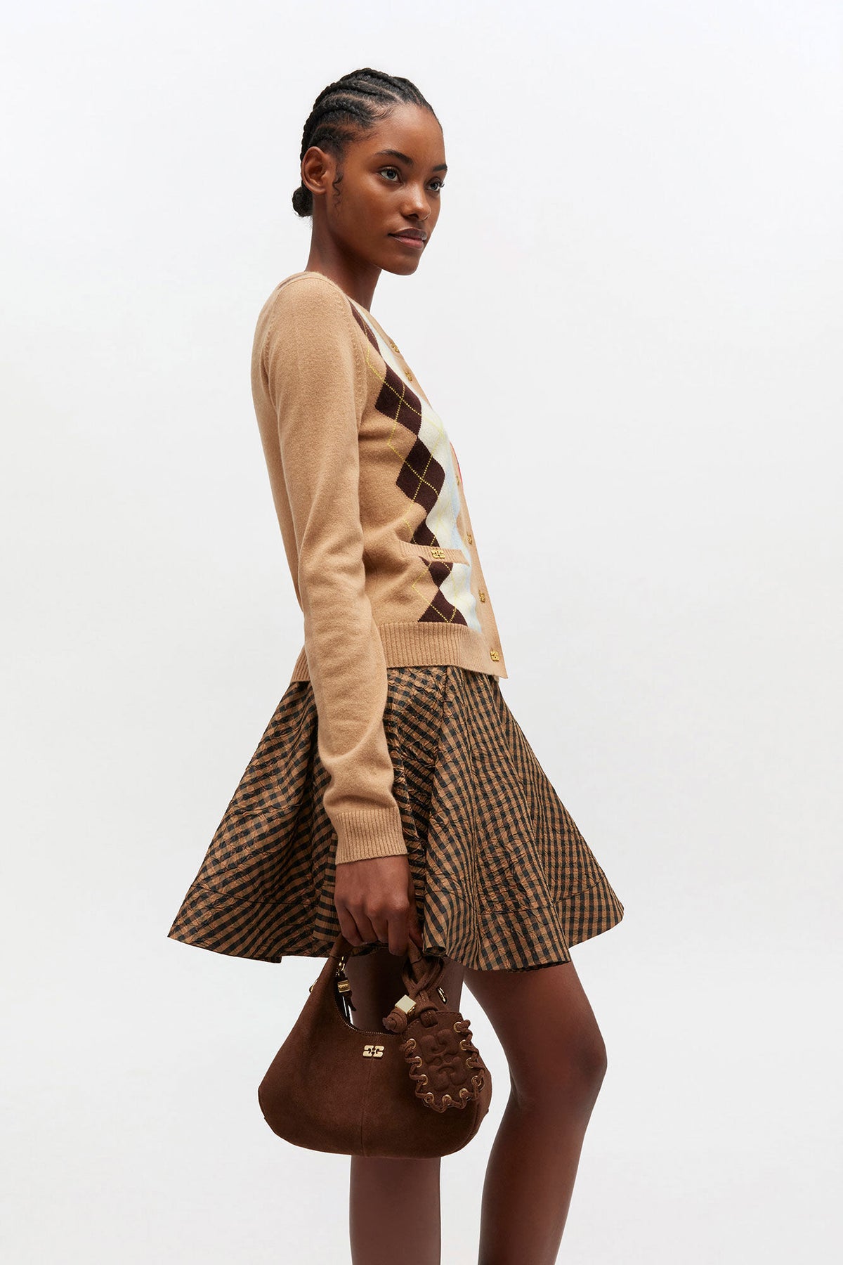 Chicory Coffee Brown Suede Mini Hobo Bag
