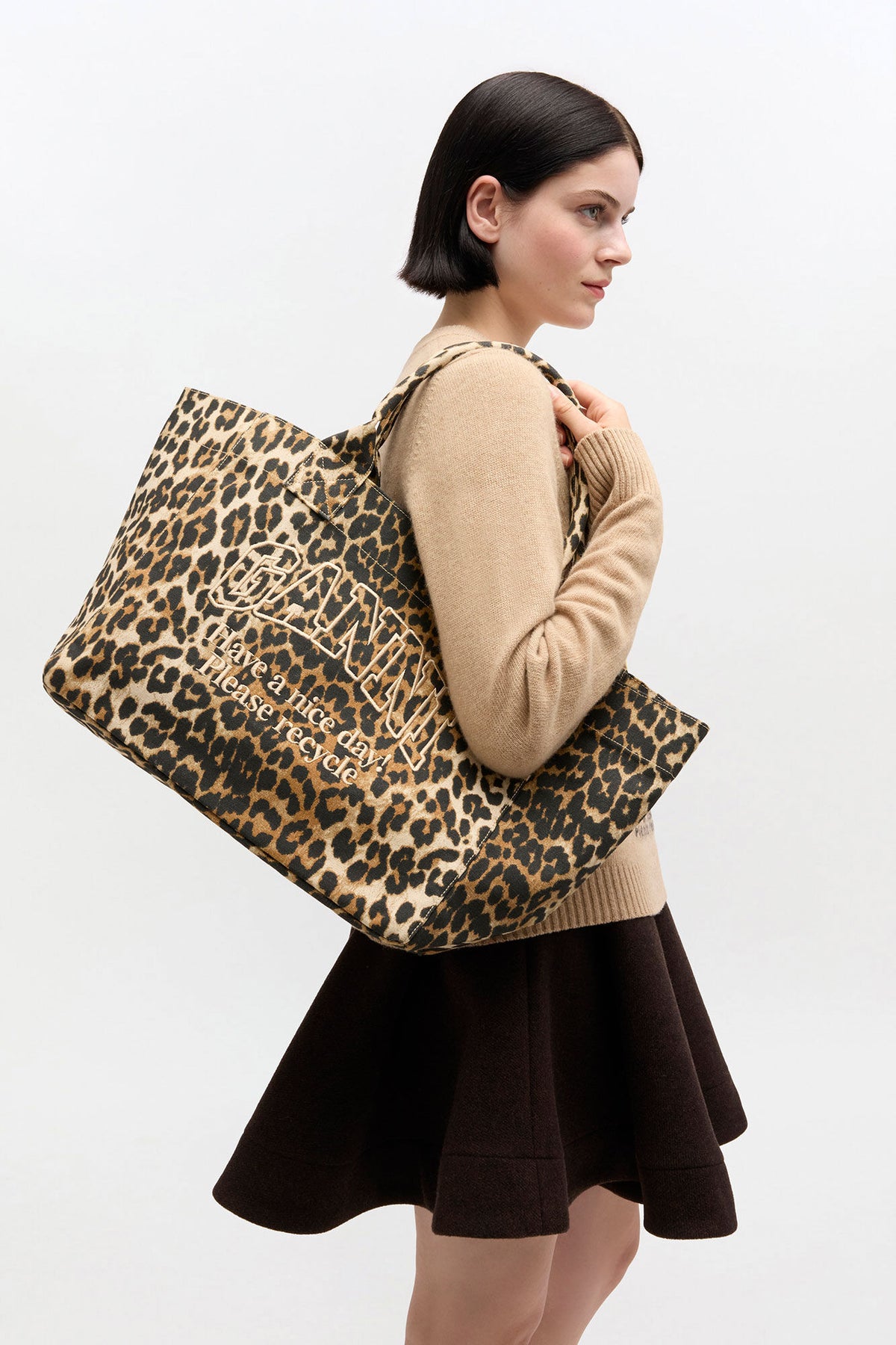 Almond Milk Leopard Medium Tote