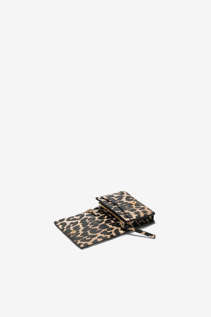 Almond Milk Leopard Grained Bou Card Holder With Flap