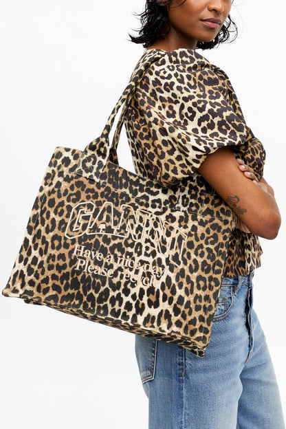 Leopard Leopard Large Canvas Tote Bag