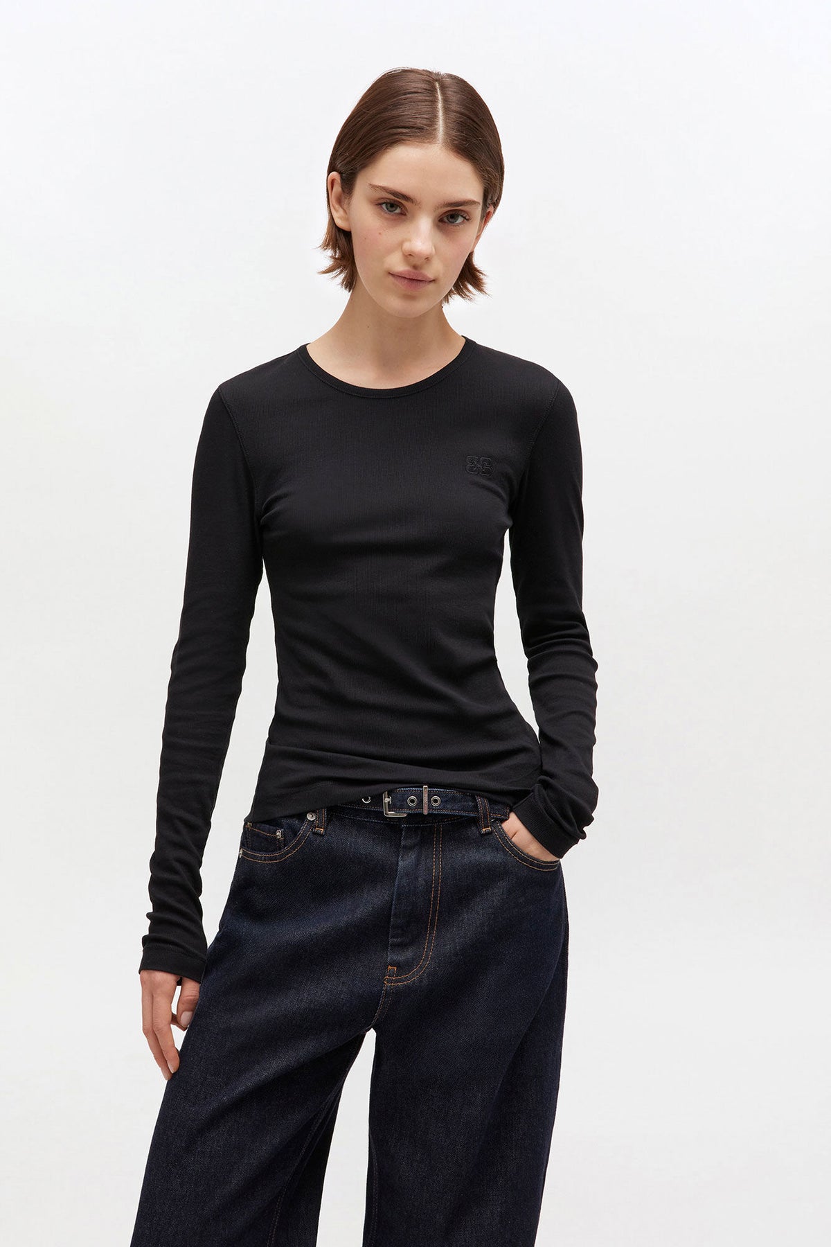 Black Rib Long-sleeve