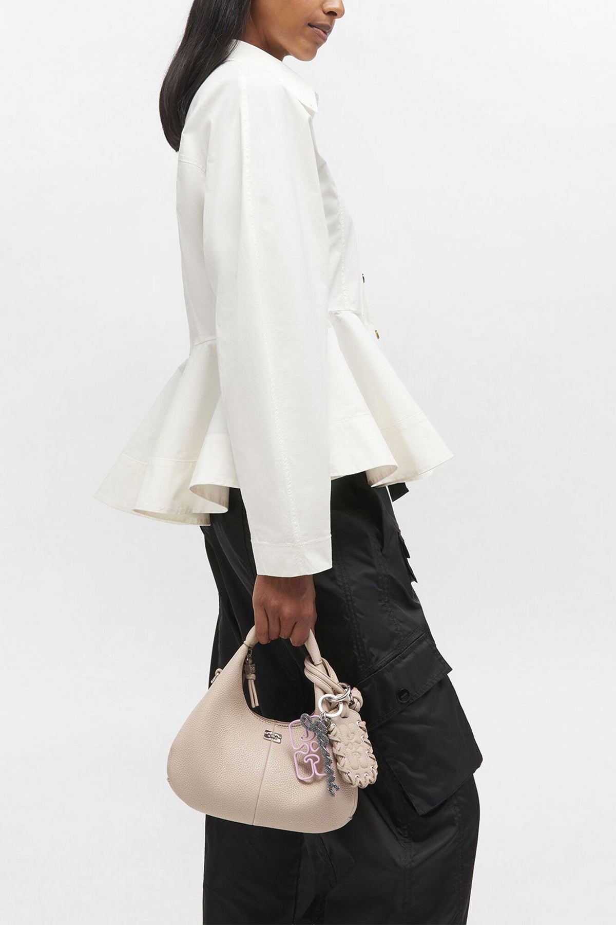 White Pepper Light Grey Mini Hobo Bag