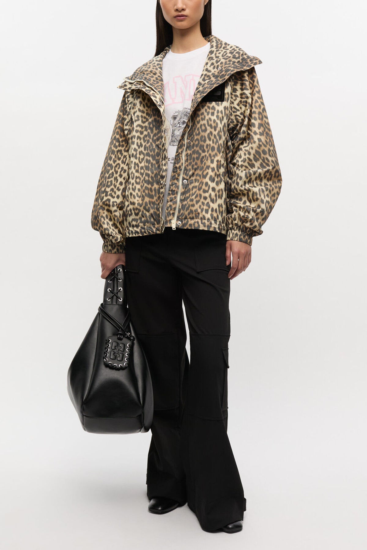 Leopard Print Nylon Jacket