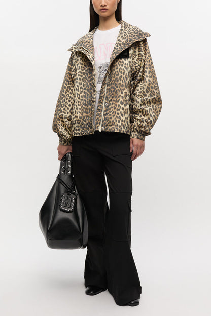 Leopard Print Nylon Jacket