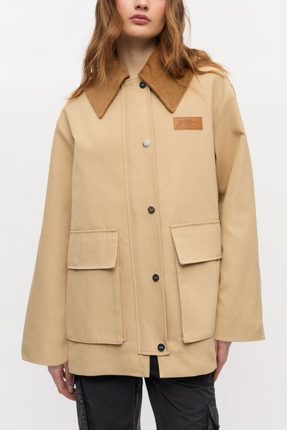 Camel Twill Midi Jacket