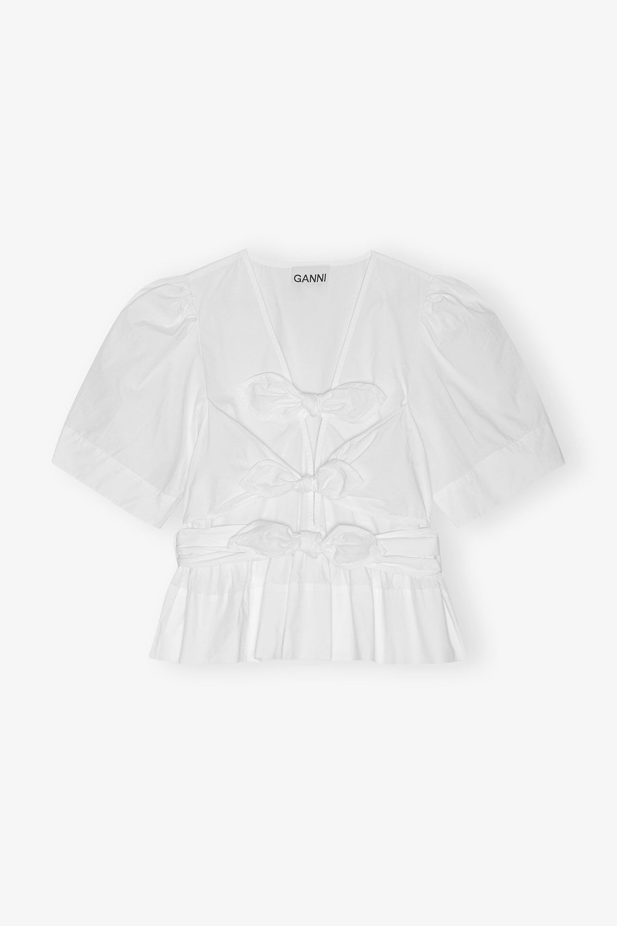 White Washed Stretch Cotton Tie Strap Blouse