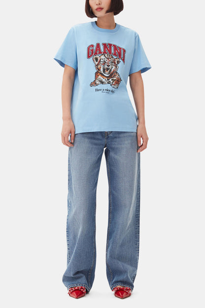 Blue Relaxed Jersey Tiger T-shirt