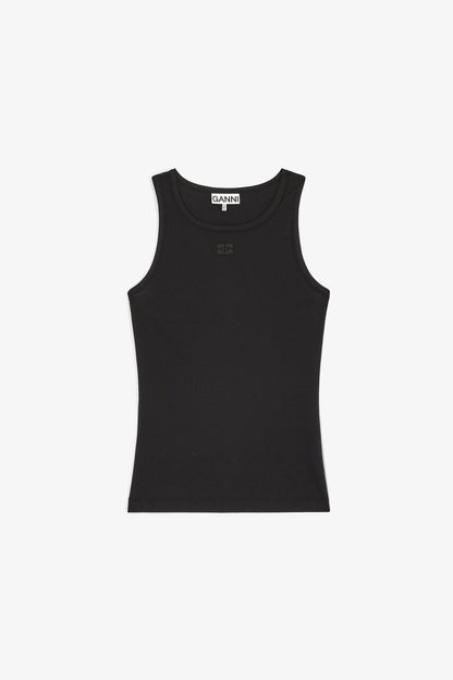 Black Soft Cotton Rib Tank Top