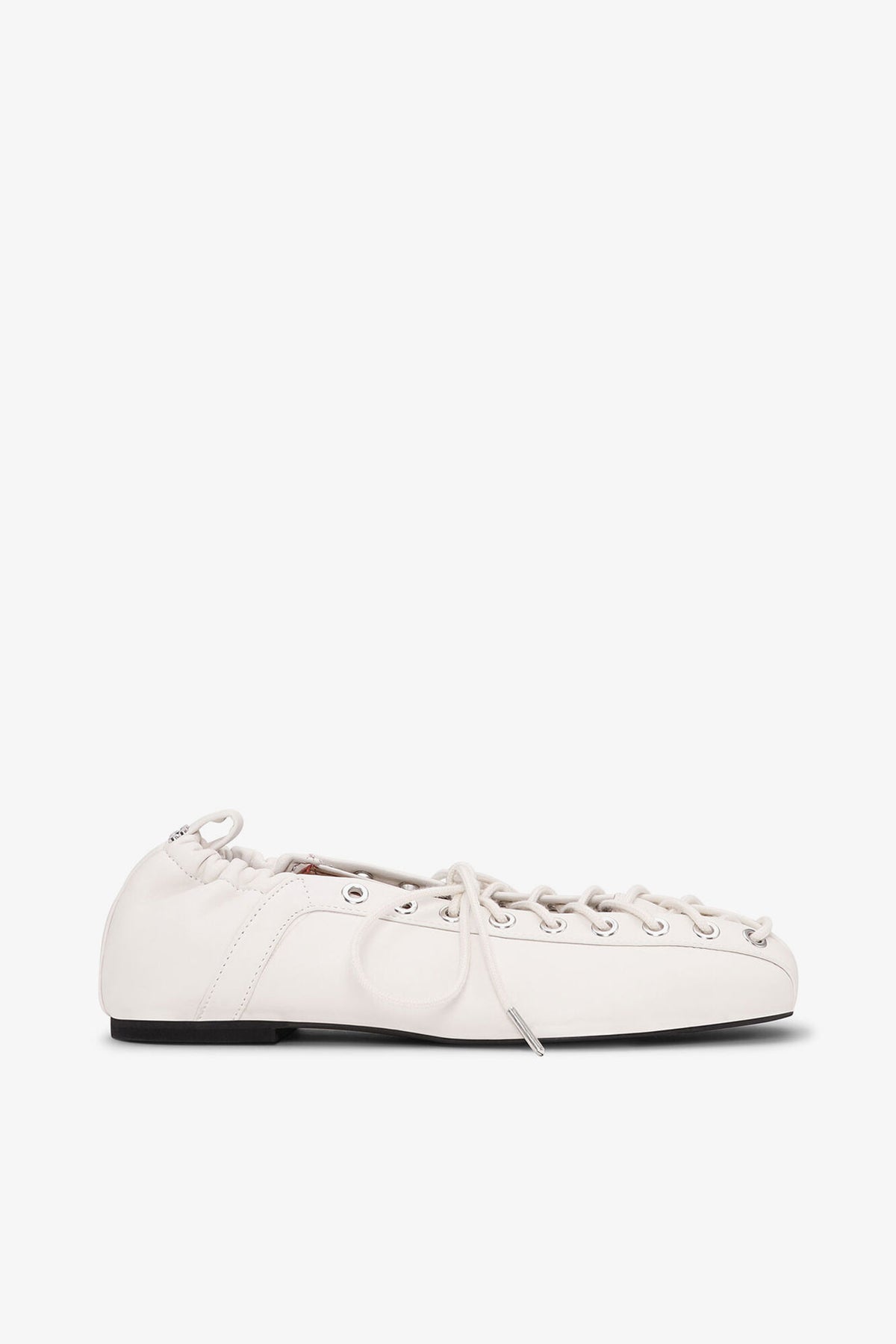 Lace-Up Ballerinas in Ivory