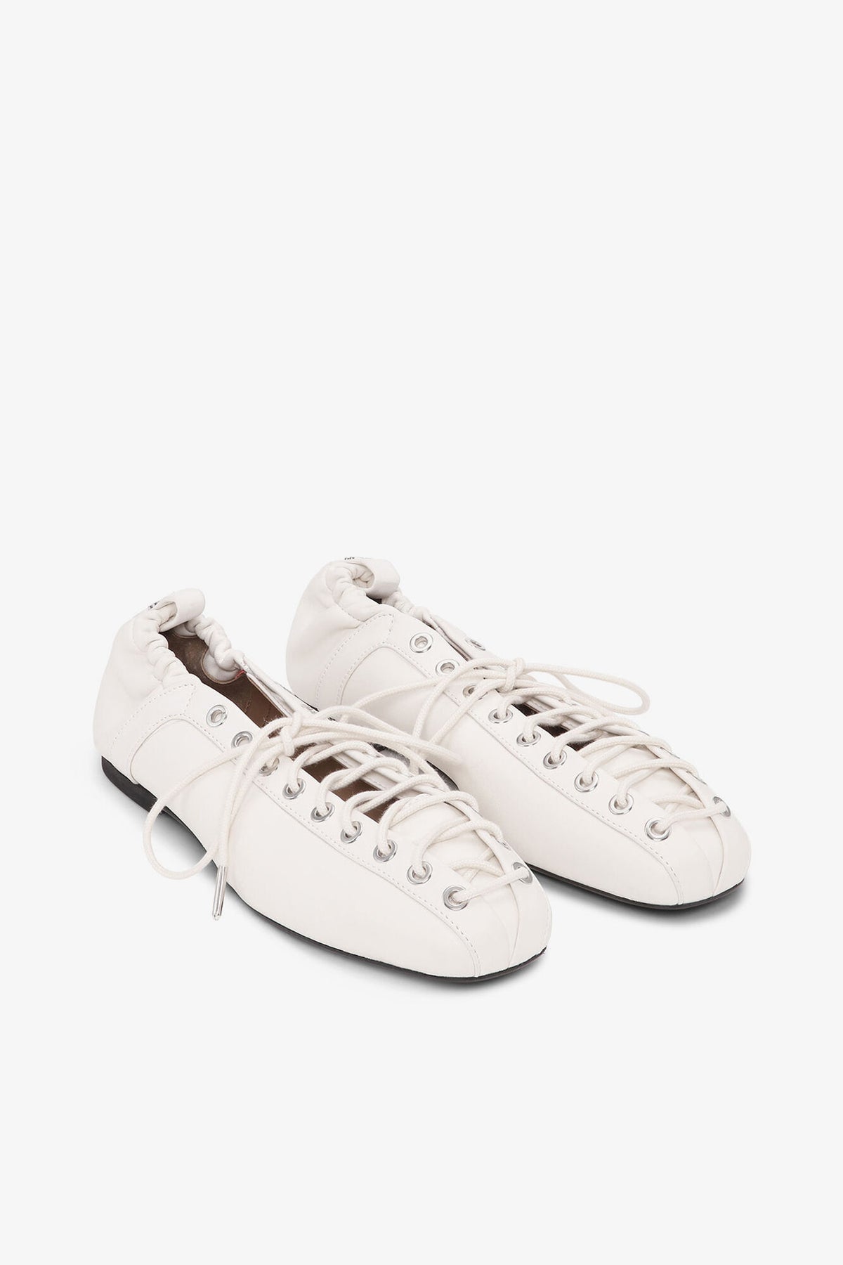 Lace-Up Ballerinas in Ivory