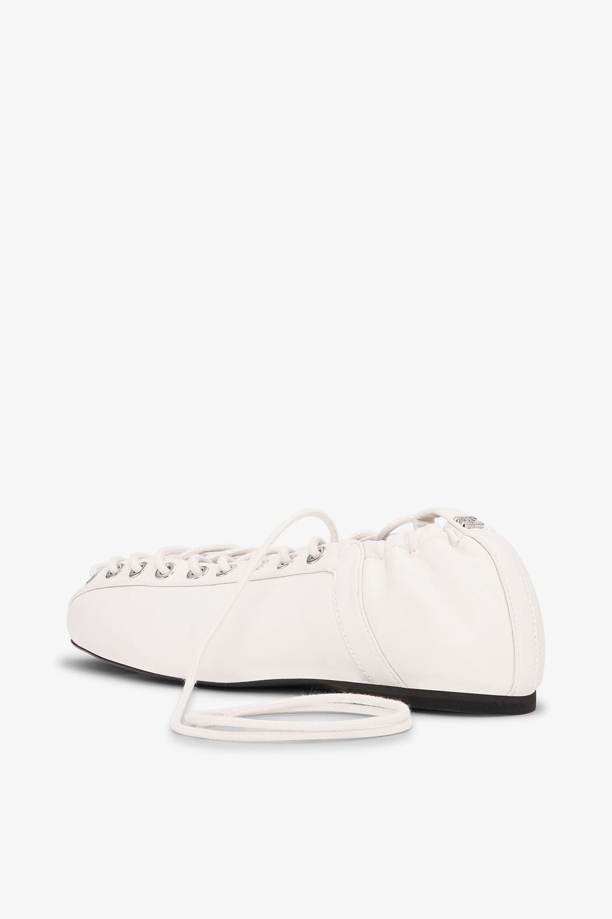 Lace-Up Ballerinas in Ivory