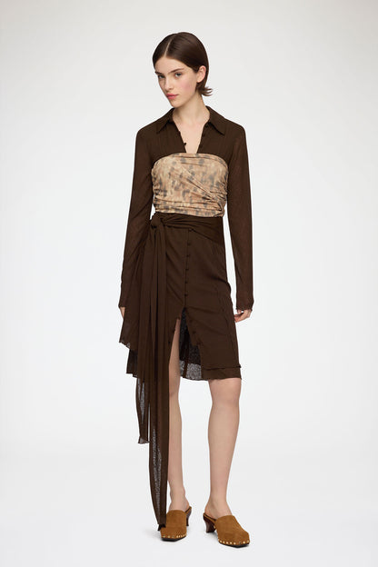 Bandeau Top in Printed Marl Mesh