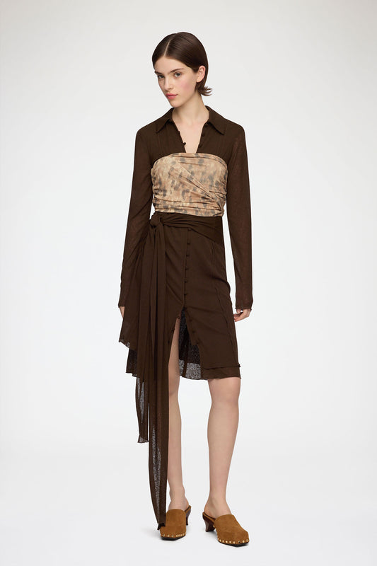 Bandeau Top in Printed Marl Mesh